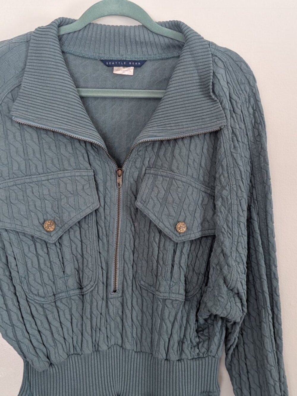 Vtg Green Ski Bunny Seattle Gear Sweater Jumpsuit Sz L - Picture 3 of 9